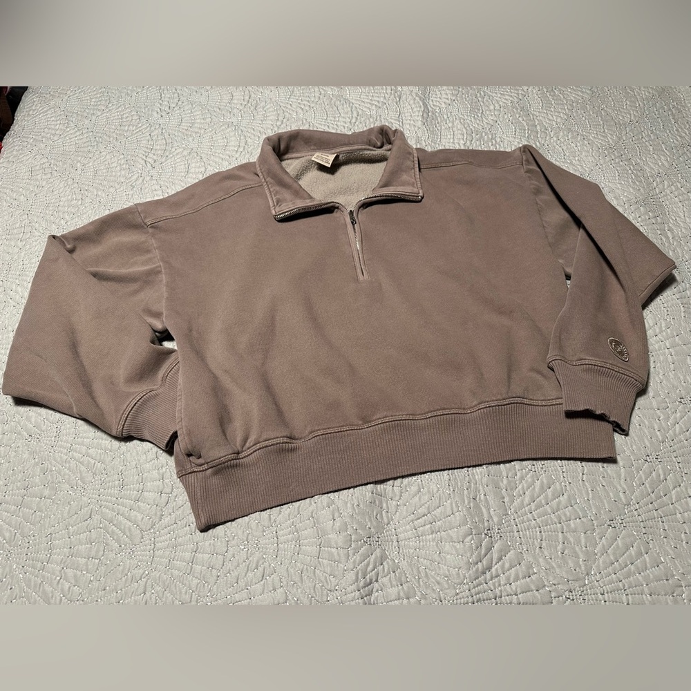 Victoria Secret Pink Oversized 1/4 Zip Cropped Sweatshirt, EUC, Size Medium